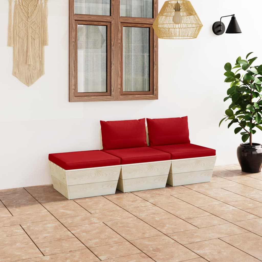 Tuinbank 2-Zits Met Kussens Pallet Vurenhout Rood