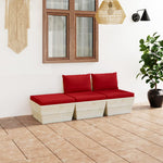 Tuinbank 2-Zits Met Kussens Pallet Vurenhout Rood