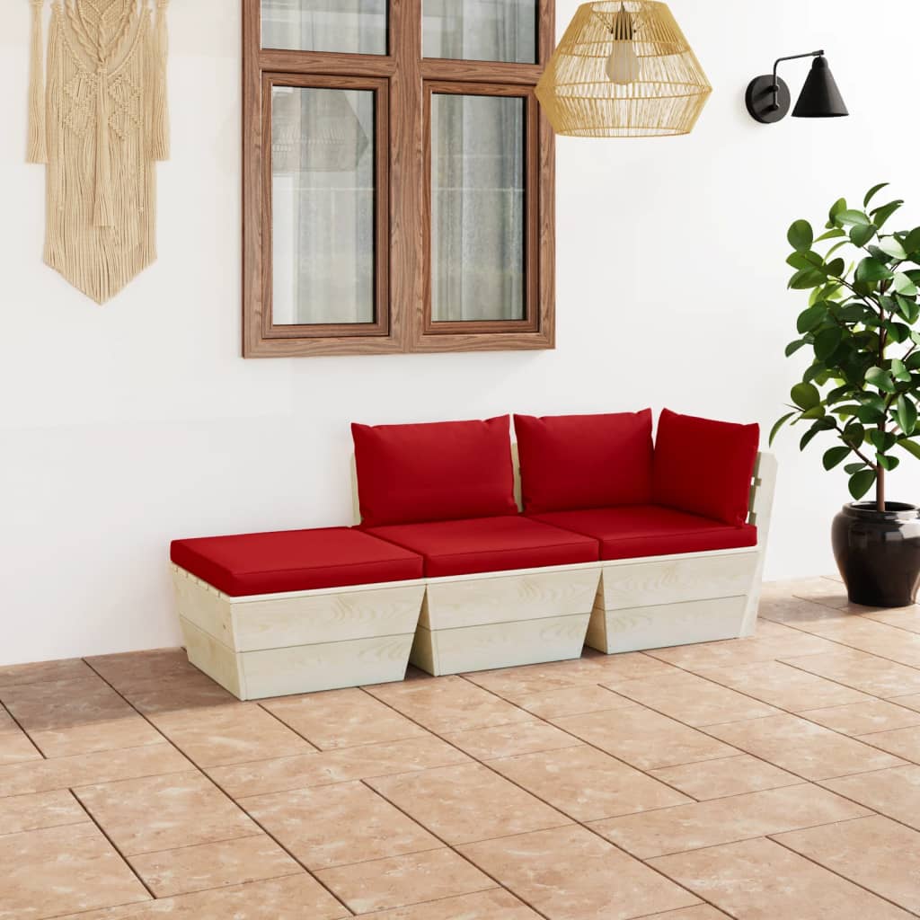 Tuinbank 2-Zits Met Kussens Pallet Vurenhout Rood