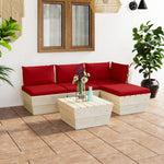 Tuinbank 2-Zits Met Kussens Pallet Vurenhout Rood