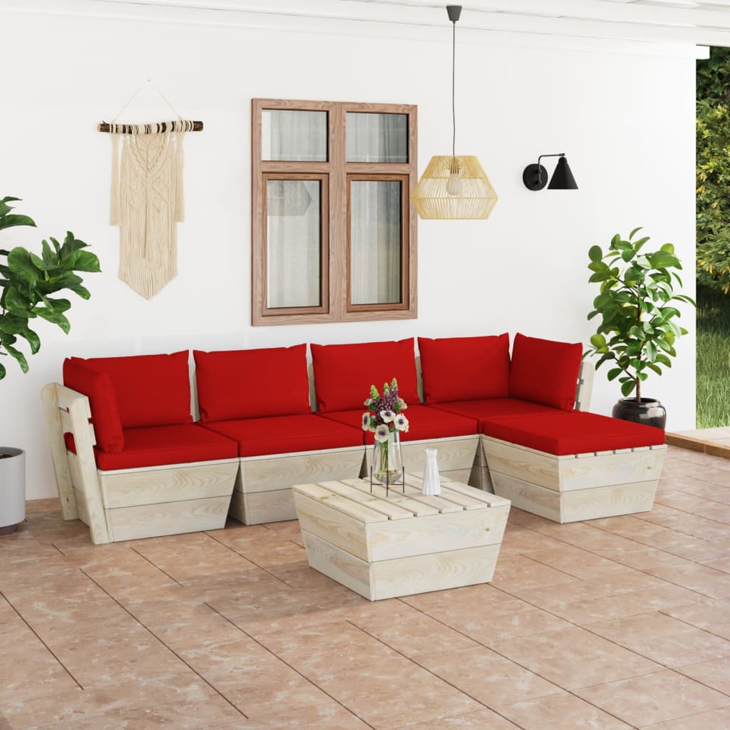 Tuinbank 2-Zits Met Kussens Pallet Vurenhout Rood