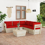 Tuinbank 2-Zits Met Kussens Pallet Vurenhout Rood