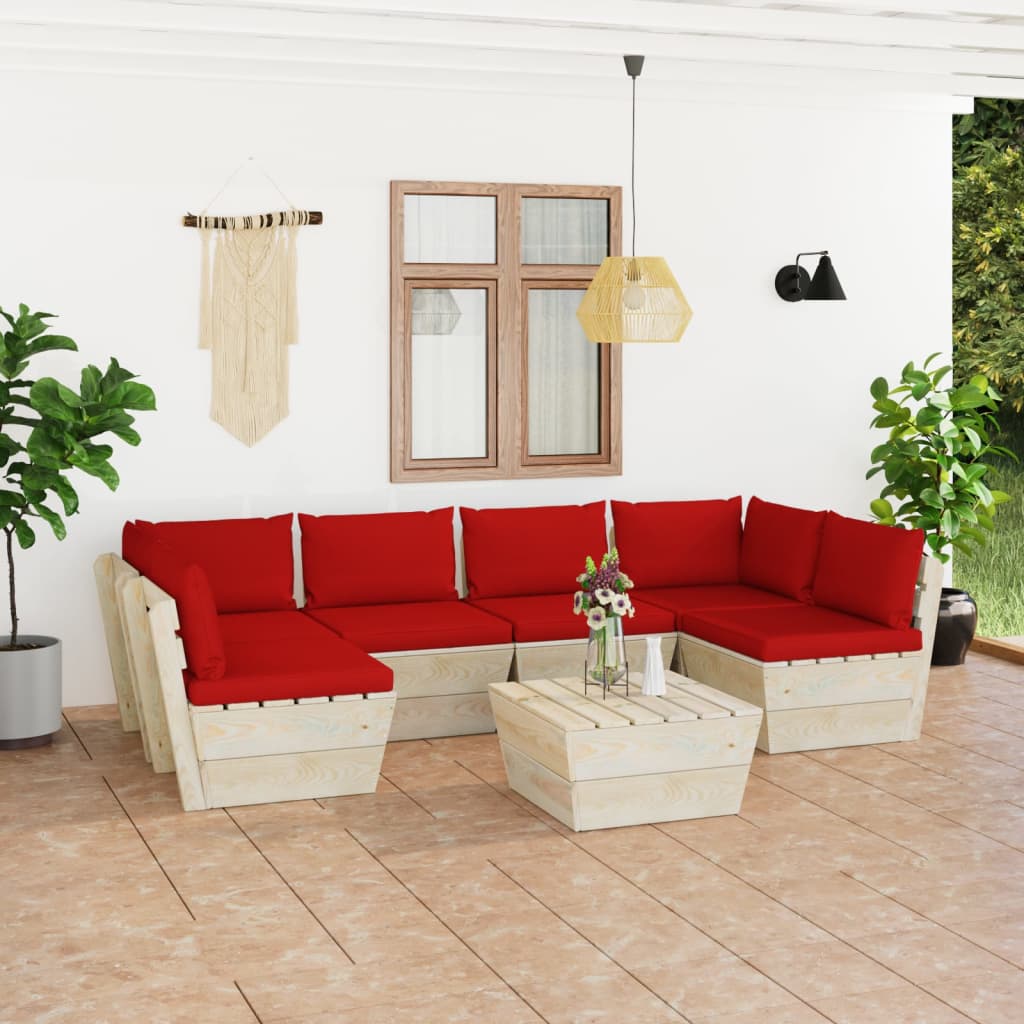 Tuinbank 2-Zits Met Kussens Pallet Vurenhout Rood