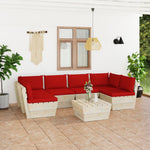 Tuinbank 2-Zits Met Kussens Pallet Vurenhout Rood