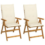 Tuinstoelen Verstelbaar Met Kussens Massief Acaciahout Crème