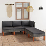 -Delige Loungeset Met Kussens Poly Rattan Grijs