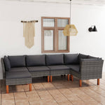 -Delige Loungeset Met Kussens Poly Rattan Grijs