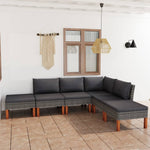 -Delige Loungeset Met Kussens Poly Rattan Grijs