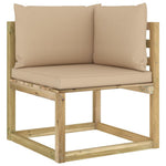 Tuinhoekbanken 2 St Met Kussens Groen Geïmpregneerd Grenenhout Beige