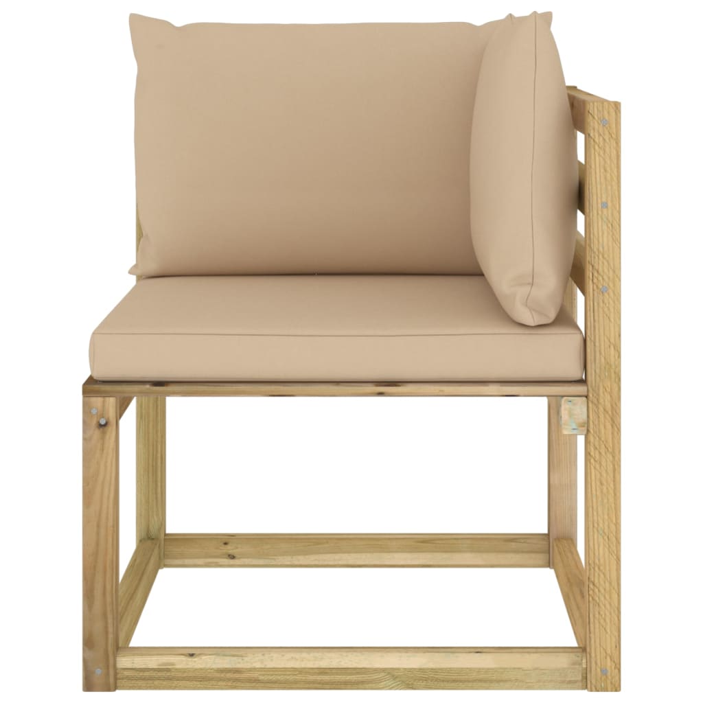 Tuinhoekbanken 2 St Met Kussens Groen Geïmpregneerd Grenenhout Beige