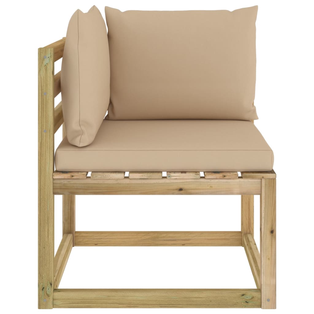 Tuinhoekbanken 2 St Met Kussens Groen Geïmpregneerd Grenenhout Beige
