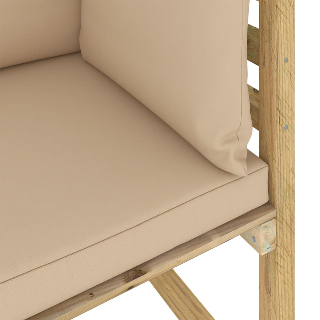 Tuinhoekbanken 2 St Met Kussens Groen Geïmpregneerd Grenenhout Beige