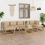 Tuinhoekbanken 2 St Met Kussens Groen Geïmpregneerd Grenenhout Beige