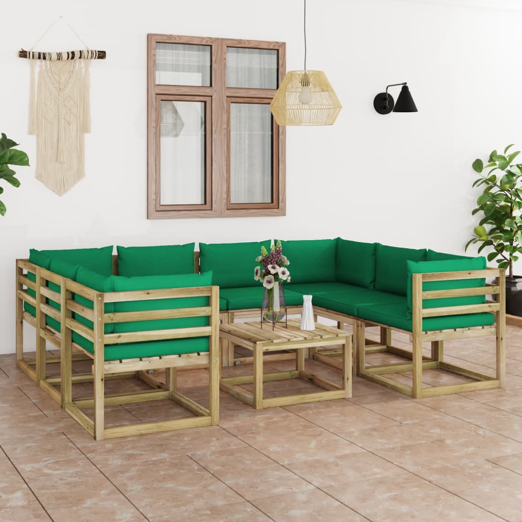 Tuinhoekbanken 2 St Met Kussens Geïmpregneerd Grenenhout Groen