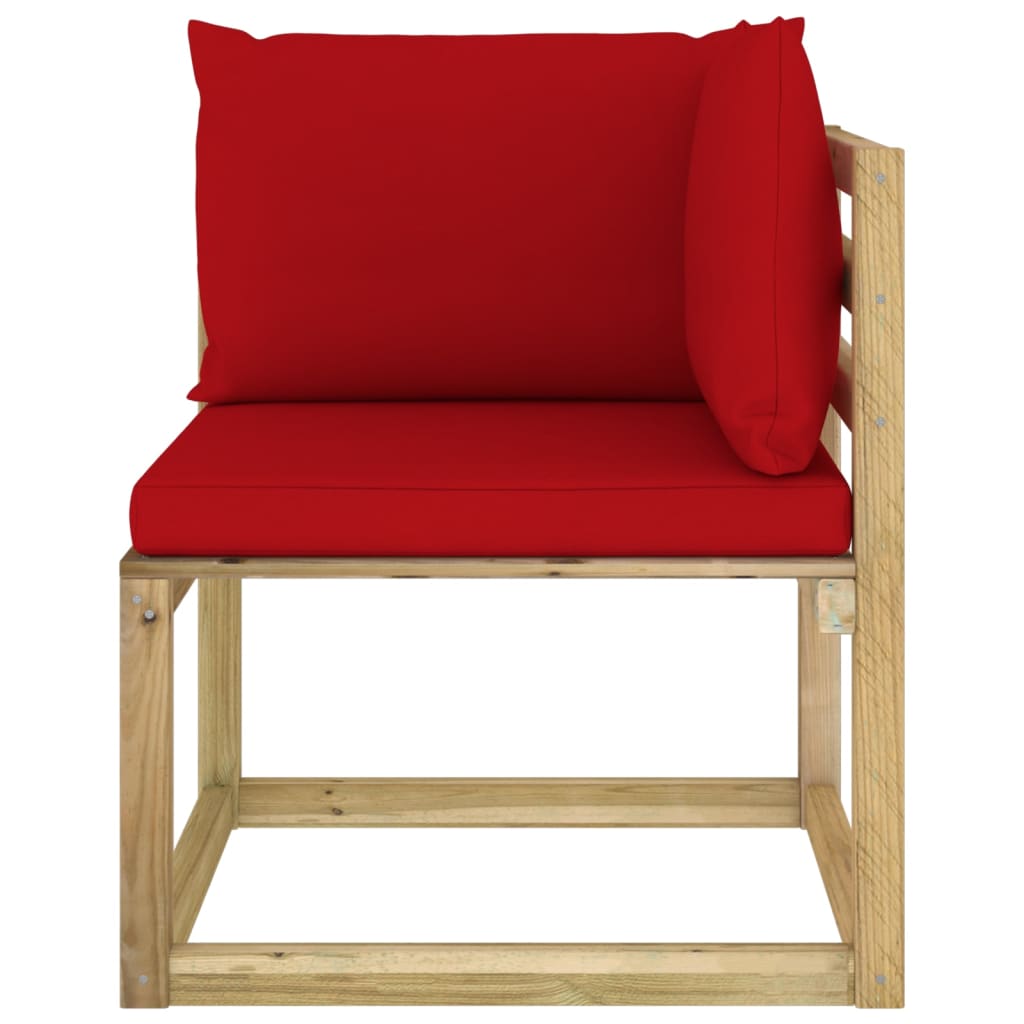 Tuinhoekbanken 2 St Met Kussens Groen Geïmpregneerd Grenenhout Rood