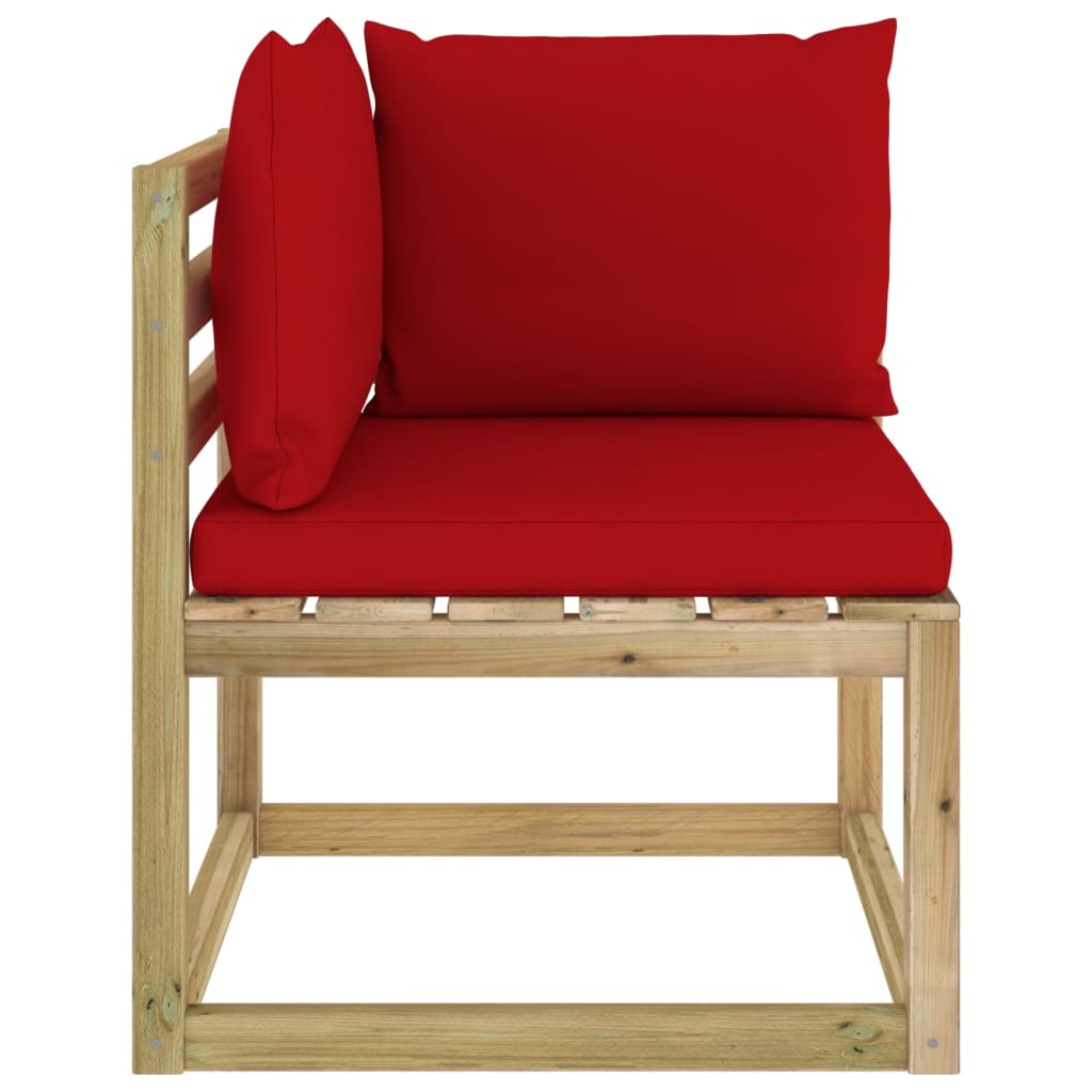 Tuinhoekbanken 2 St Met Kussens Groen Geïmpregneerd Grenenhout Rood