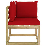 Tuinhoekbanken 2 St Met Kussens Groen Geïmpregneerd Grenenhout Rood