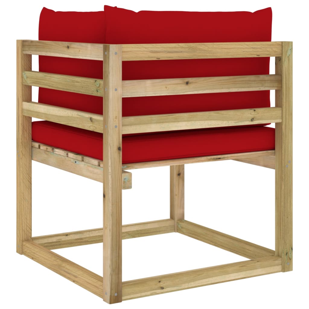 Tuinhoekbanken 2 St Met Kussens Groen Geïmpregneerd Grenenhout Rood