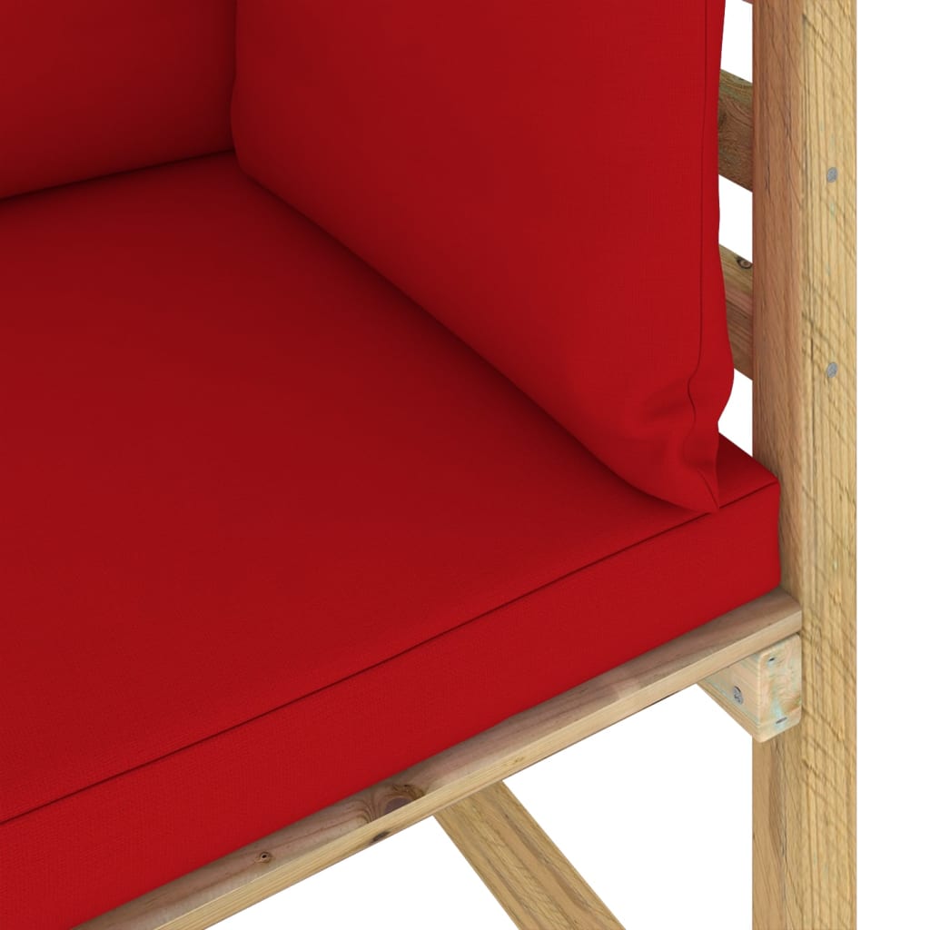Tuinhoekbanken 2 St Met Kussens Groen Geïmpregneerd Grenenhout Rood