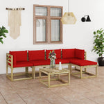 Tuinhoekbanken 2 St Met Kussens Groen Geïmpregneerd Grenenhout Rood