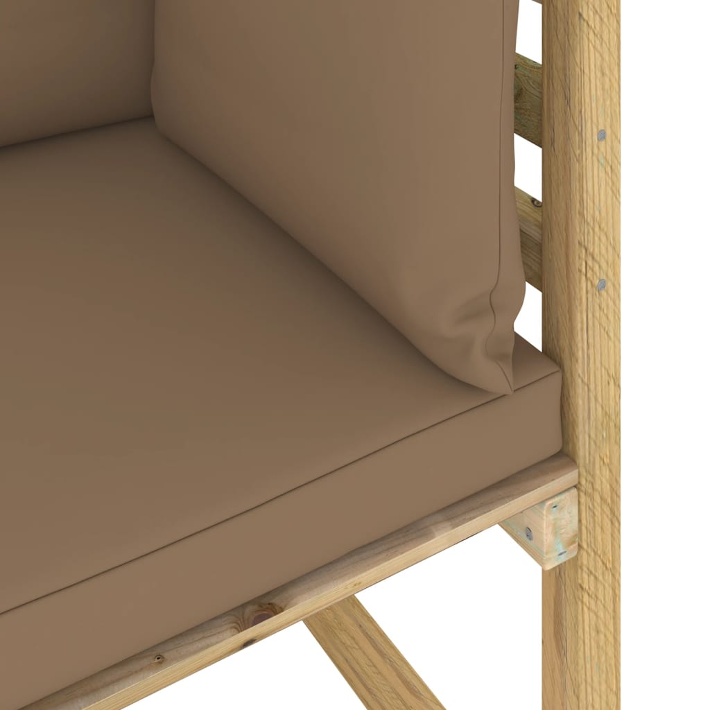 Tuinhoekbanken 2 St Met Kussens Groen Geïmpregneerd Grenenhout Taupe