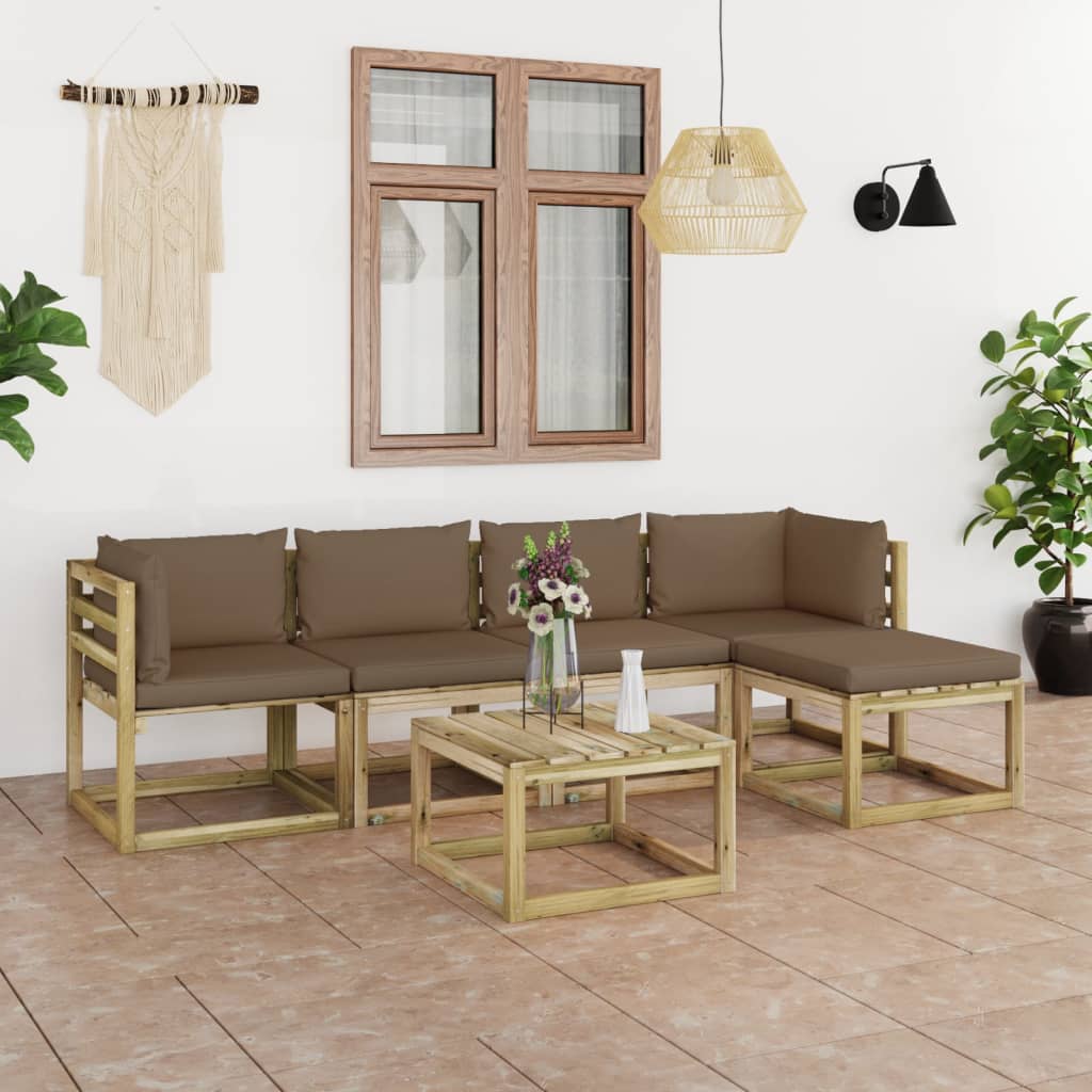 Tuinhoekbanken 2 St Met Kussens Groen Geïmpregneerd Grenenhout Taupe