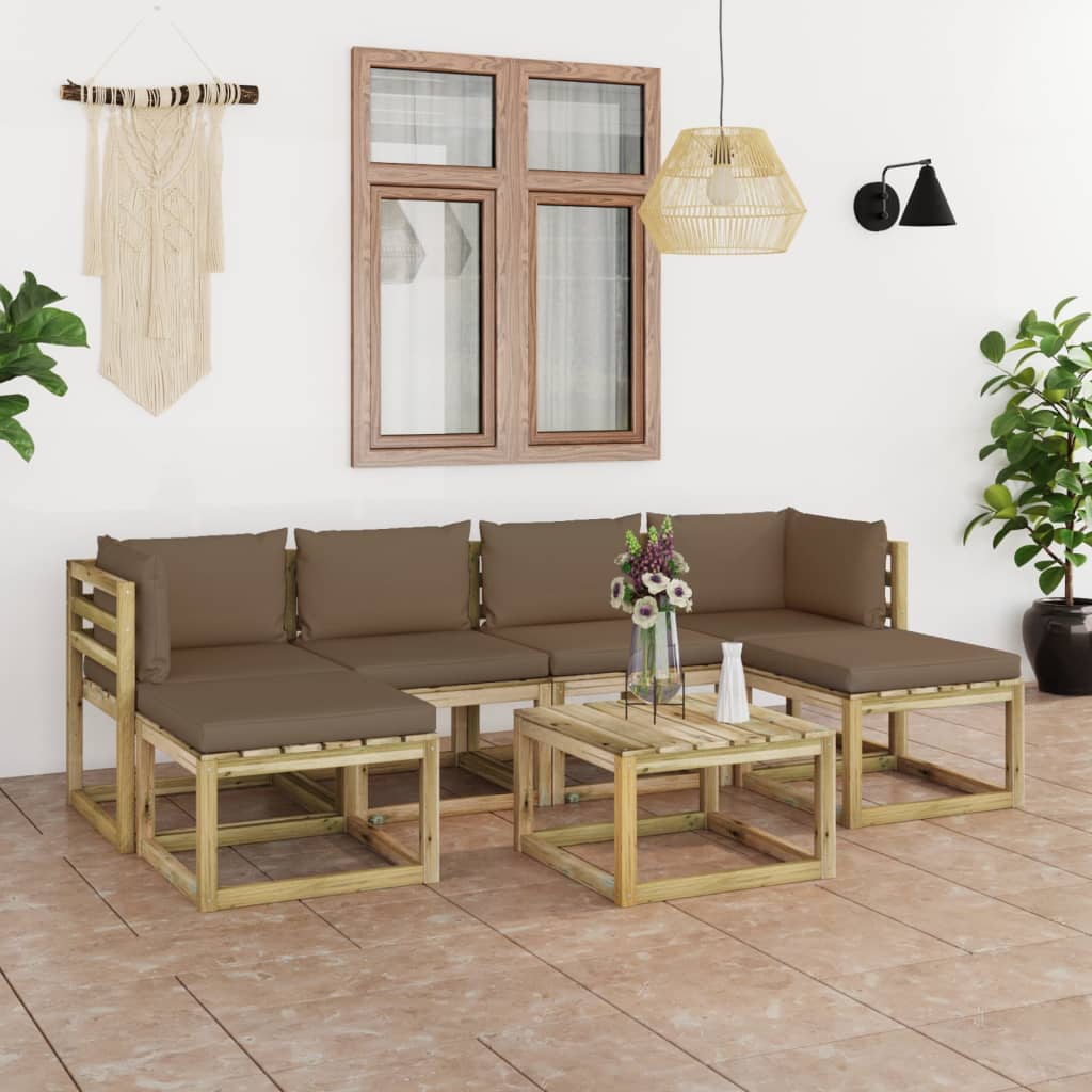 Tuinhoekbanken 2 St Met Kussens Groen Geïmpregneerd Grenenhout Taupe