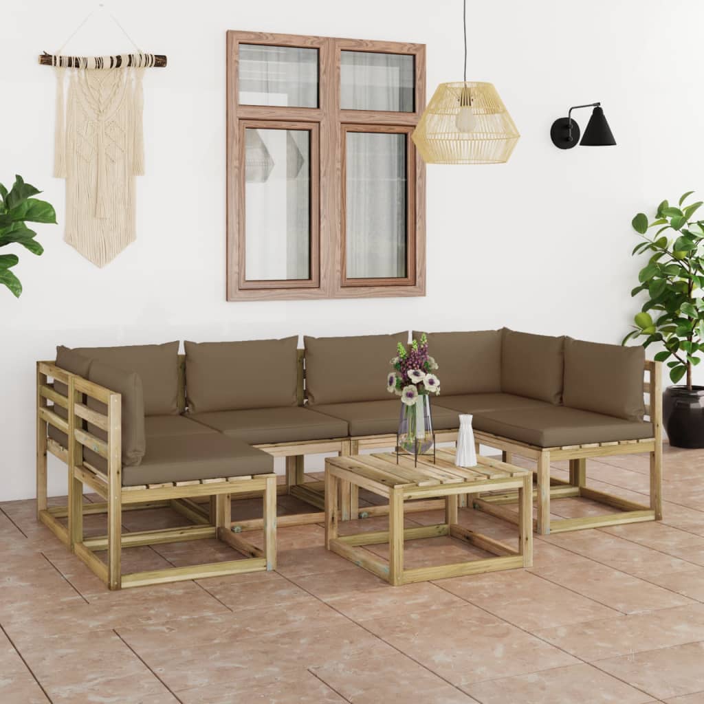 Tuinhoekbanken 2 St Met Kussens Groen Geïmpregneerd Grenenhout Taupe