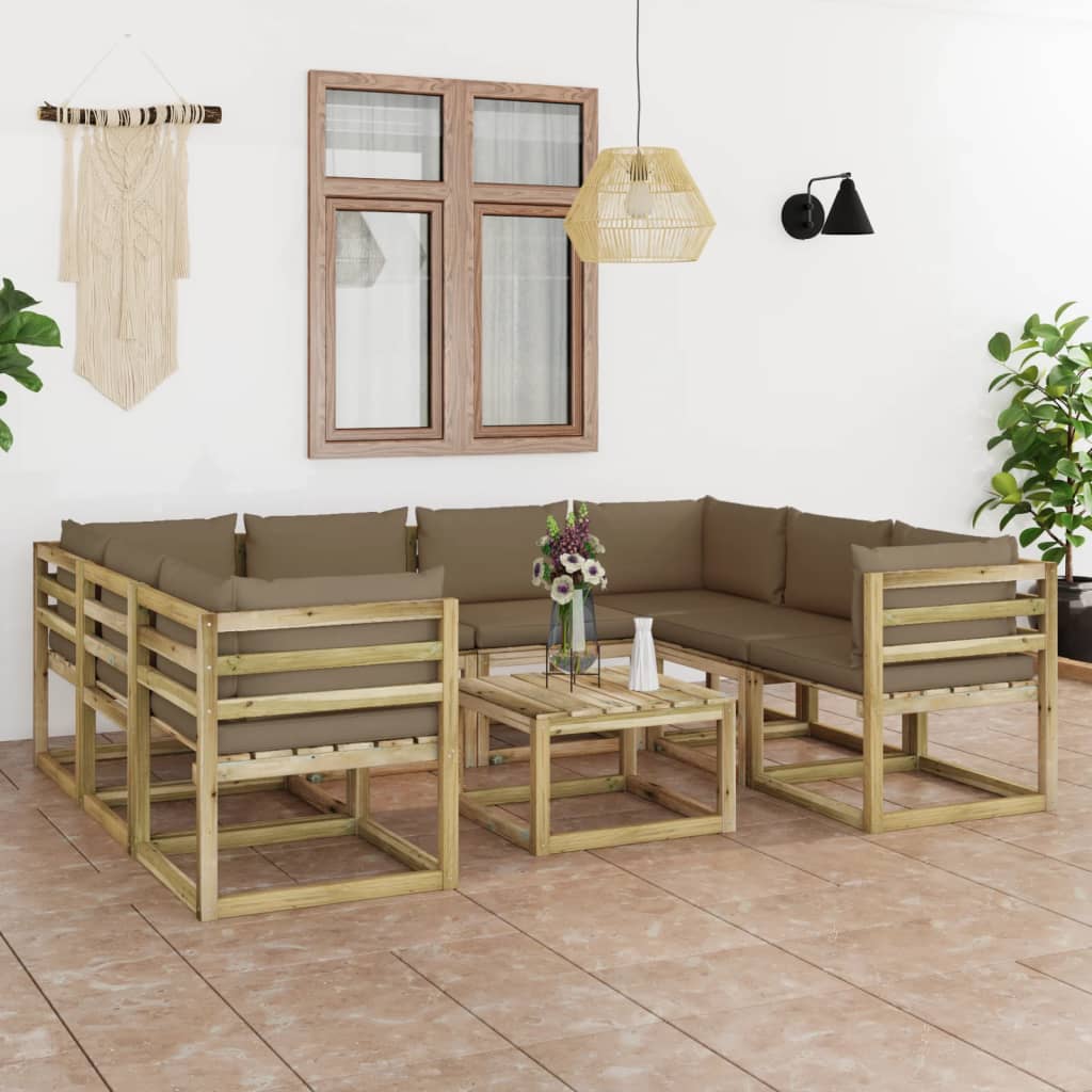 Tuinhoekbanken 2 St Met Kussens Groen Geïmpregneerd Grenenhout Taupe