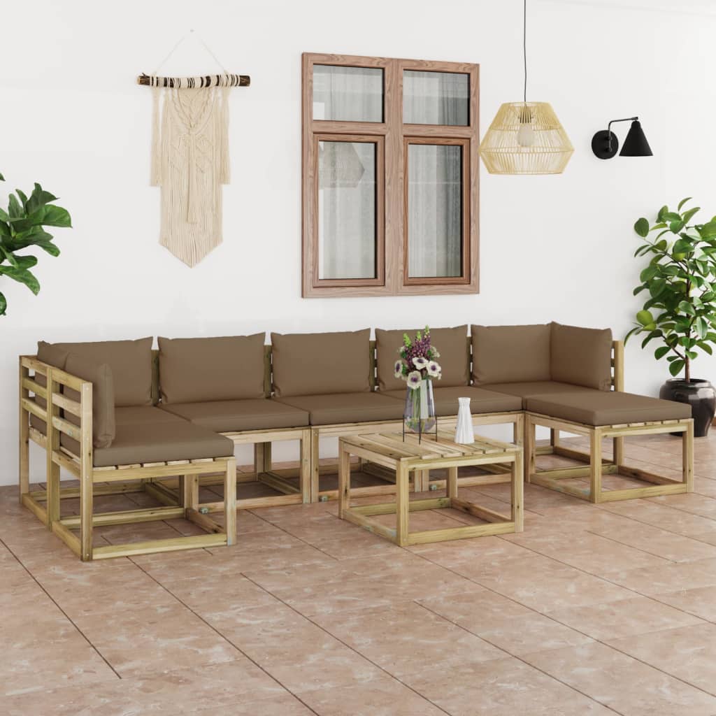 Tuinhoekbanken 2 St Met Kussens Groen Geïmpregneerd Grenenhout Taupe