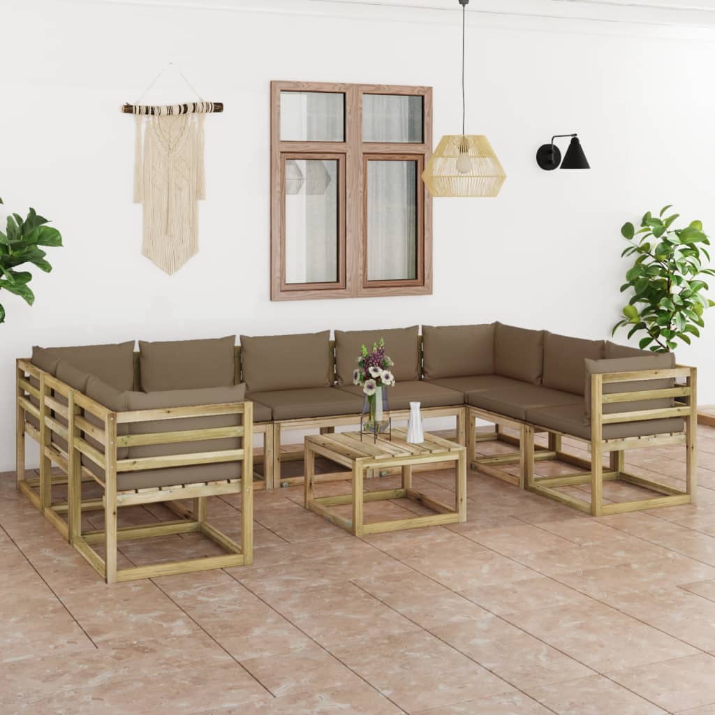 Tuinhoekbanken 2 St Met Kussens Groen Geïmpregneerd Grenenhout Taupe