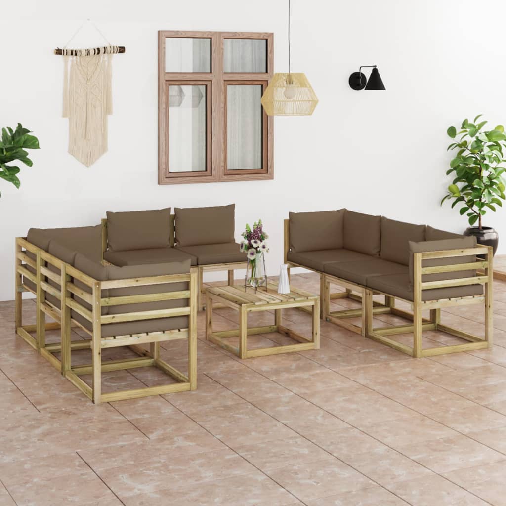 Tuinhoekbanken 2 St Met Kussens Groen Geïmpregneerd Grenenhout Taupe