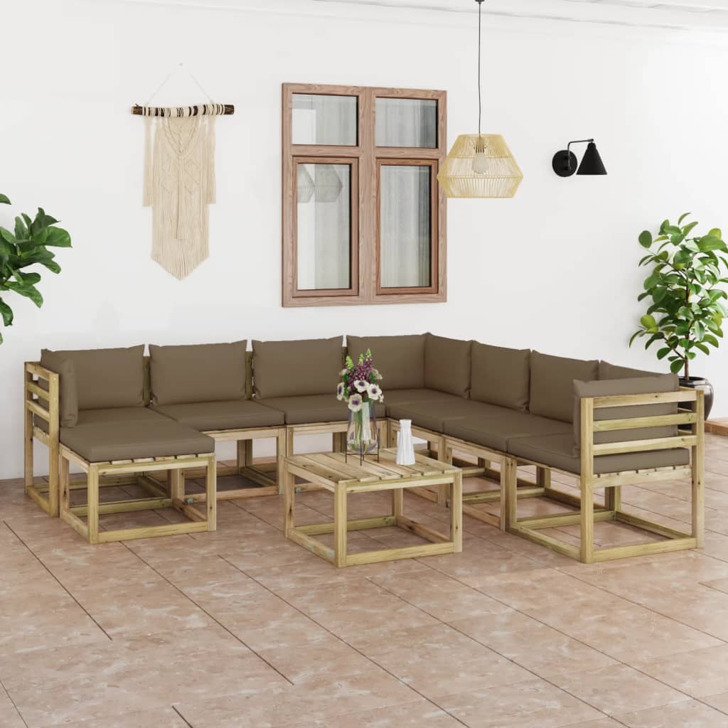 Tuinhoekbanken 2 St Met Kussens Groen Geïmpregneerd Grenenhout Taupe
