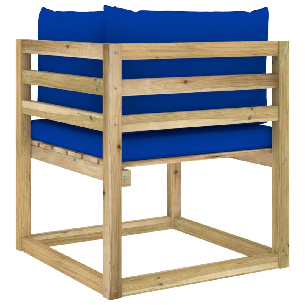 Tuinhoekbanken 2 St Met Kussens Groen Geïmpregneerd Grenenhout Blauw