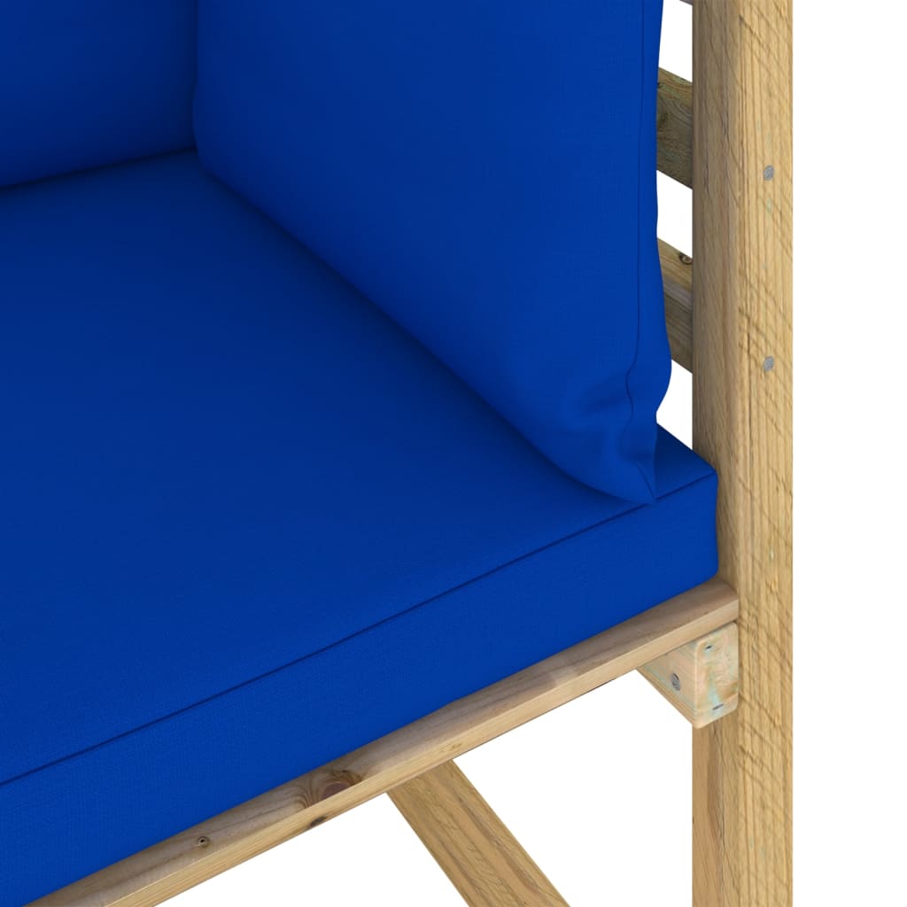 Tuinhoekbanken 2 St Met Kussens Groen Geïmpregneerd Grenenhout Blauw