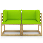 Tuinhoekbanken 2 St Met Kussens Groen Geïmpregneerd Grenenhout Heldergroen