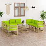 Tuinhoekbanken 2 St Met Kussens Groen Geïmpregneerd Grenenhout Heldergroen