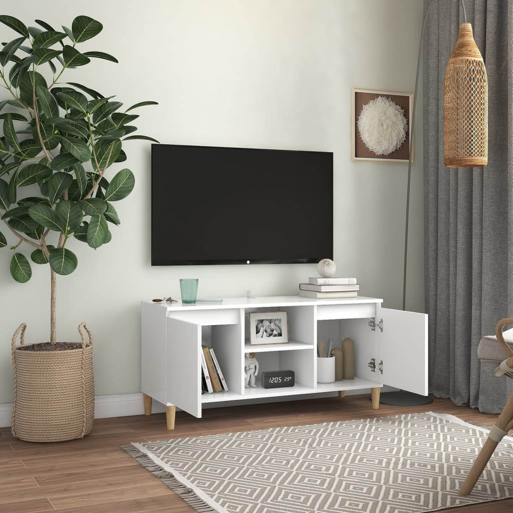 Tv-Meubel Met Massief Houten Poten 03,5X35X50 Cm