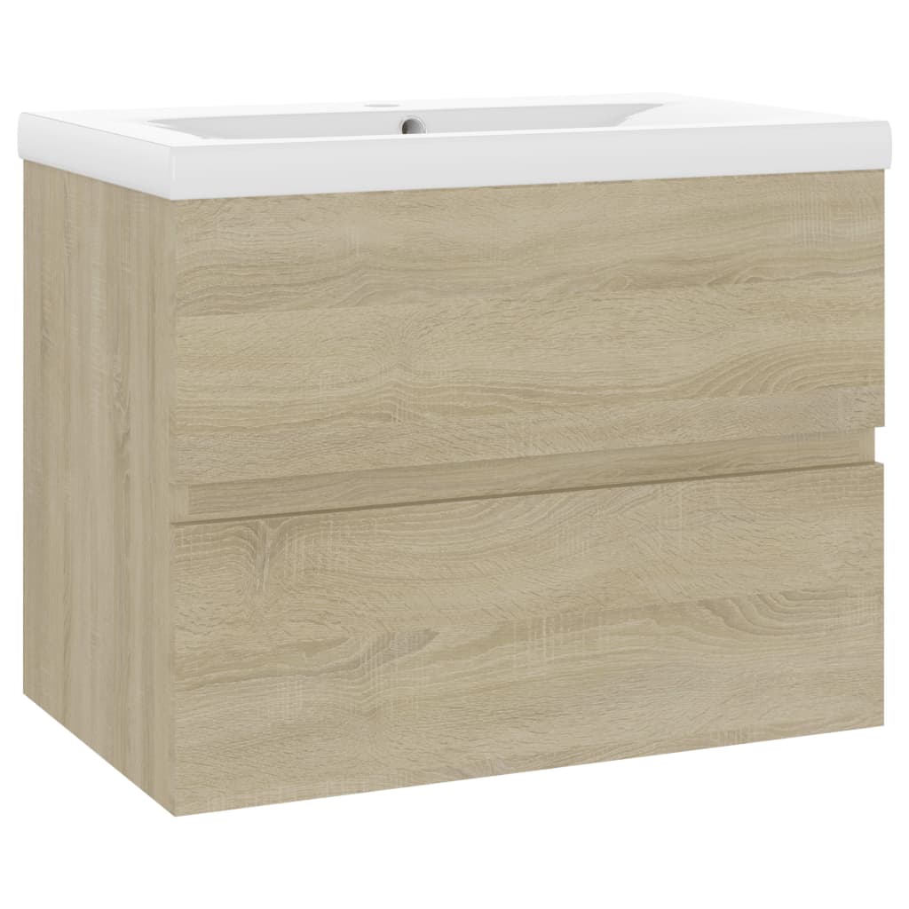 Wastafelkast Met Ingebouwde Wastafel Bewerkt Hout