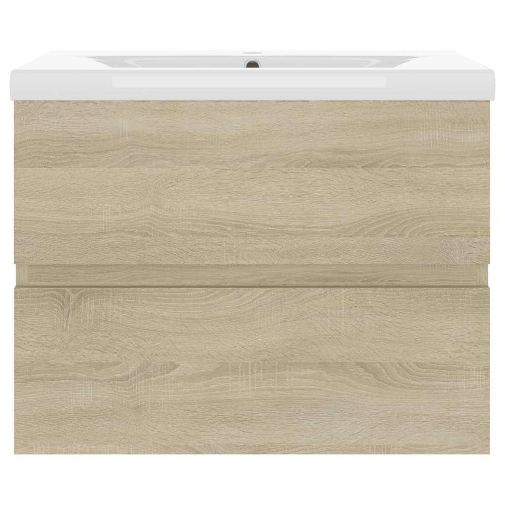 Wastafelkast Met Ingebouwde Wastafel Bewerkt Hout