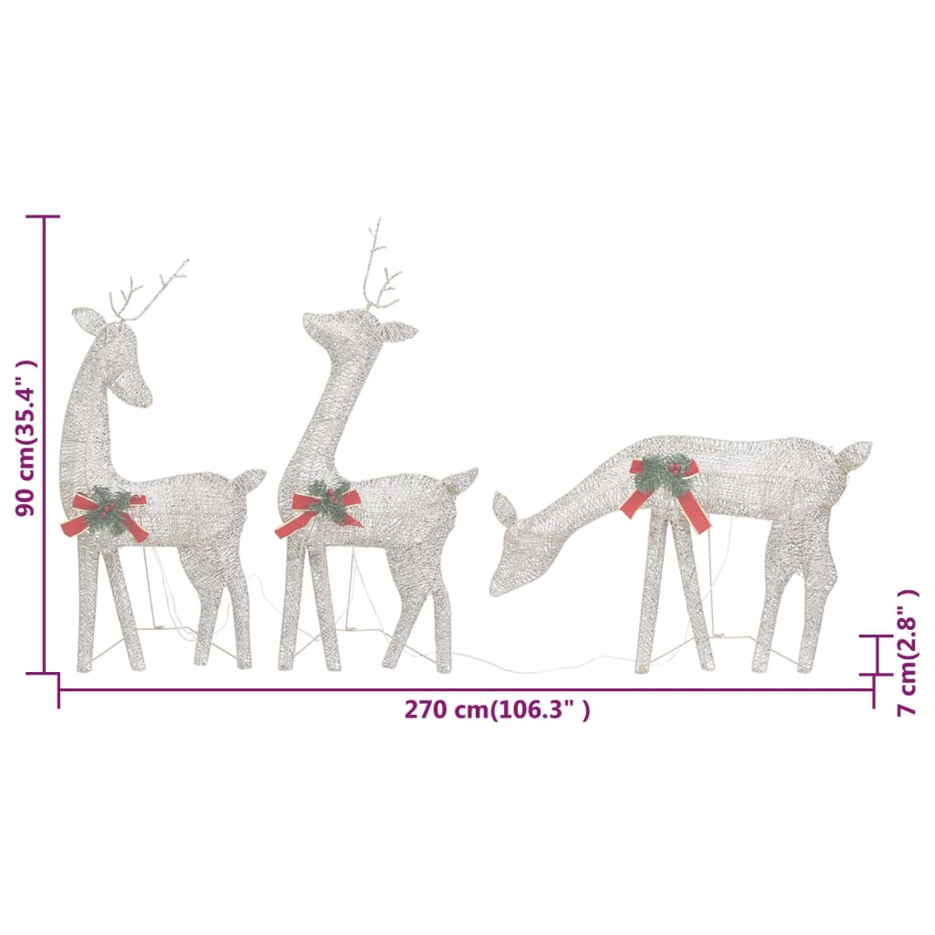 Rendierfamilie Kerstmis Warmwit 270X7X90 Cm Mesh Kleurig