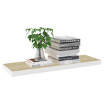 Wandschap Zwevend 80X23,5X3,8 Cm Mdf Kleurig En Eiken En Wit