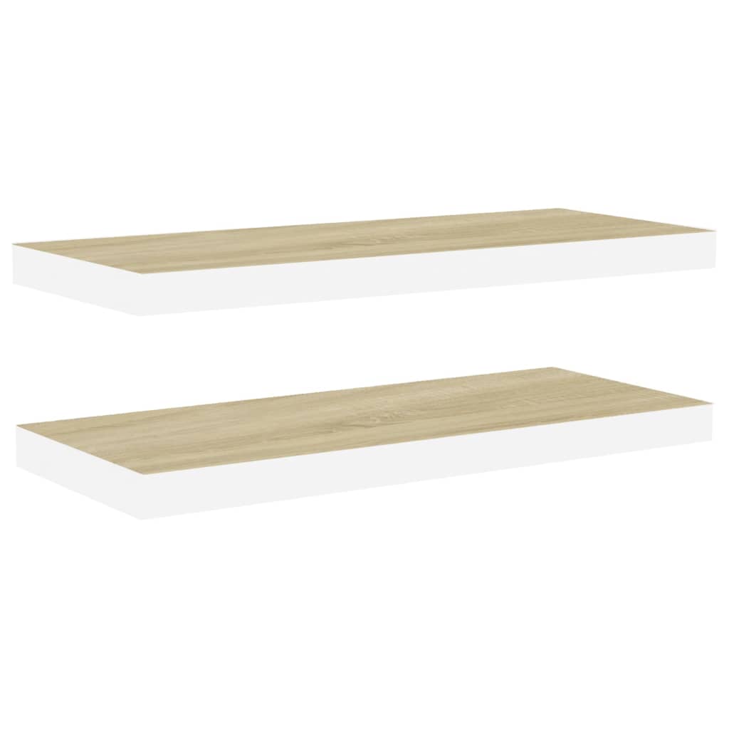 Wandschappen Zwevend 80X23,5X3,8 Cm Mdf Kleurig Eiken En Wit