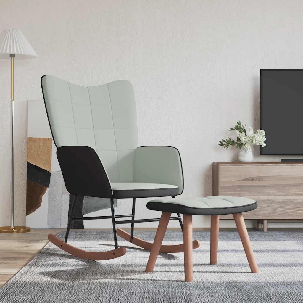 Schommelstoel Met Voetenbank Fluweel En Pvc