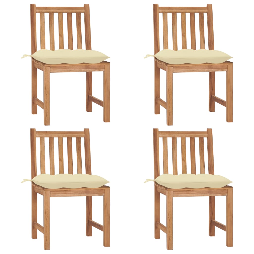 Tuinstoelen 4 St Met Kussens Massief Teakhout