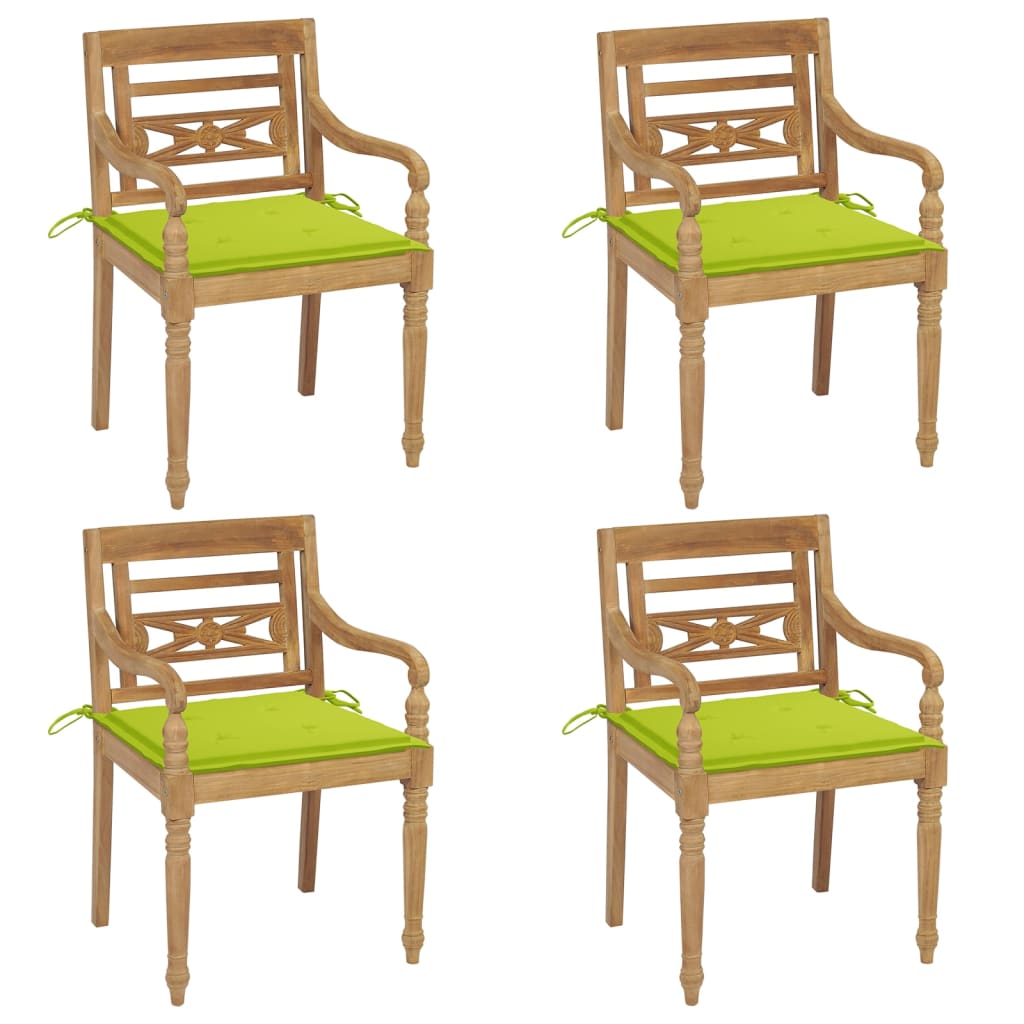 Stoelen Batavia 2 St Met Groene Kussens Massief Teakhout