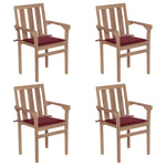 Tuinstoelen Stapelbaar Met Kussens Massief Teakhout