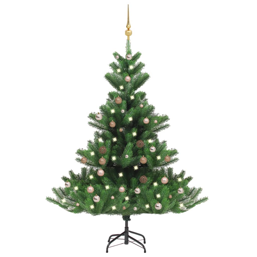Kunstkerstboom Nordmann Met Led's En Kerstballen 120 Cm Groen