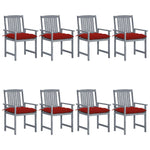 Tuinstoelen 8 St Met Kussens Massief Acaciahout Grijs