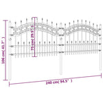 Tuinhek Met Spijlpunten 115 Cm Gepoedercoat Staal Zwart